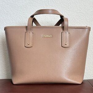 Furla Saffiano Leather Top-Handle Tote in Taupe